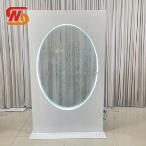 SMOOTH Wedding Oval White Metal Wedding Welcome Waterfall Welcome Sign <b>With</b> White Light - Product Image 1