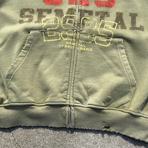 High Quality Heavyweigh Hoodie Cotton Raglan Sleeve French Terry Graphic Zip Hoodie Distressed Acid Wash Zip up Hoodie Men - Product Image 2