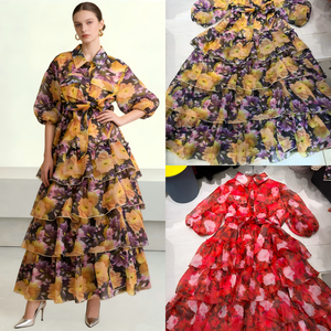 Abito Lungo Estivo di Alta Qualità per Donna, Modesto ed Elegante, con Maniche a Campana, Scollo a V, Dettagli Traforati, Casual, da Festa, con Cintura, ODM OEM - Product Image 4