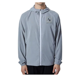 <b>Mens</b> Sporty Bomber Hooded <b>Jacket</b> Recycled Nylon <b>Waterproof</b> Lightweight Full Zip Outdoor Windproof Front Custom Logo - Product Image 2