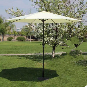 Parasol de terrasse extérieur 2,7 m avec mât en aluminium, levage manuel à manivelle, protection solaire en polyester, base en résine, inclinaison manuelle, design contemporain - Product Image 5