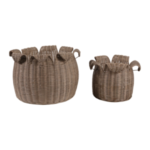 Cesti portaoggetti in rattan intrecciati con bordo smerlato per l'organizzazione domestica e lo stile degli scaffali - Product Image 3