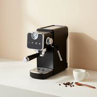 Machine à expresso électrique semi-automatique avec écran tactile, manomètre 15 bars, mousseur à lait, pour 2 tasses, usage domestique