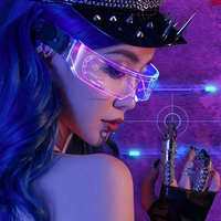 Lunettes LED clignotantes à 4 modes pour cosplay, fête, bar, club, festival, rave, cyberpunk, lunettes à visière LED