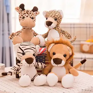 Groothandel Factory Custom Jungle Tiger Forest Dier Speelgoed Zachte 25Cm Pluche Gevulde Giraffe Leeuw Luipaard Automaten Speelgoed