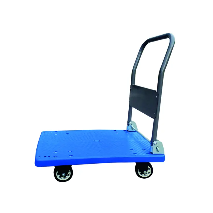 Pas cher Durable Poignée Camion Plate-Forme Cargo Pliable Wagon Chariot En Plastique Robuste 150kg 300kg 4 Roues Carton Boîte