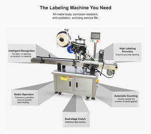 Machine d'étiquetage de boîtes en carton entièrement automatique pour surfaces planes, bouteilles, canettes, sachets, emballages, haute précision, contrôle PLC, comptage - Product Image 4