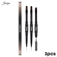 Professionnel dégradé rose or métal poignée doublure tête plate brosse ombre brosse grattoir stylo double tête brosse à ongles 5 pièces ensemble