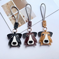 Porte-clés chien Border Collie en PU, motif dessin animé mignon, breloque créative pour sac à main, sac à dos, décoration de cartable