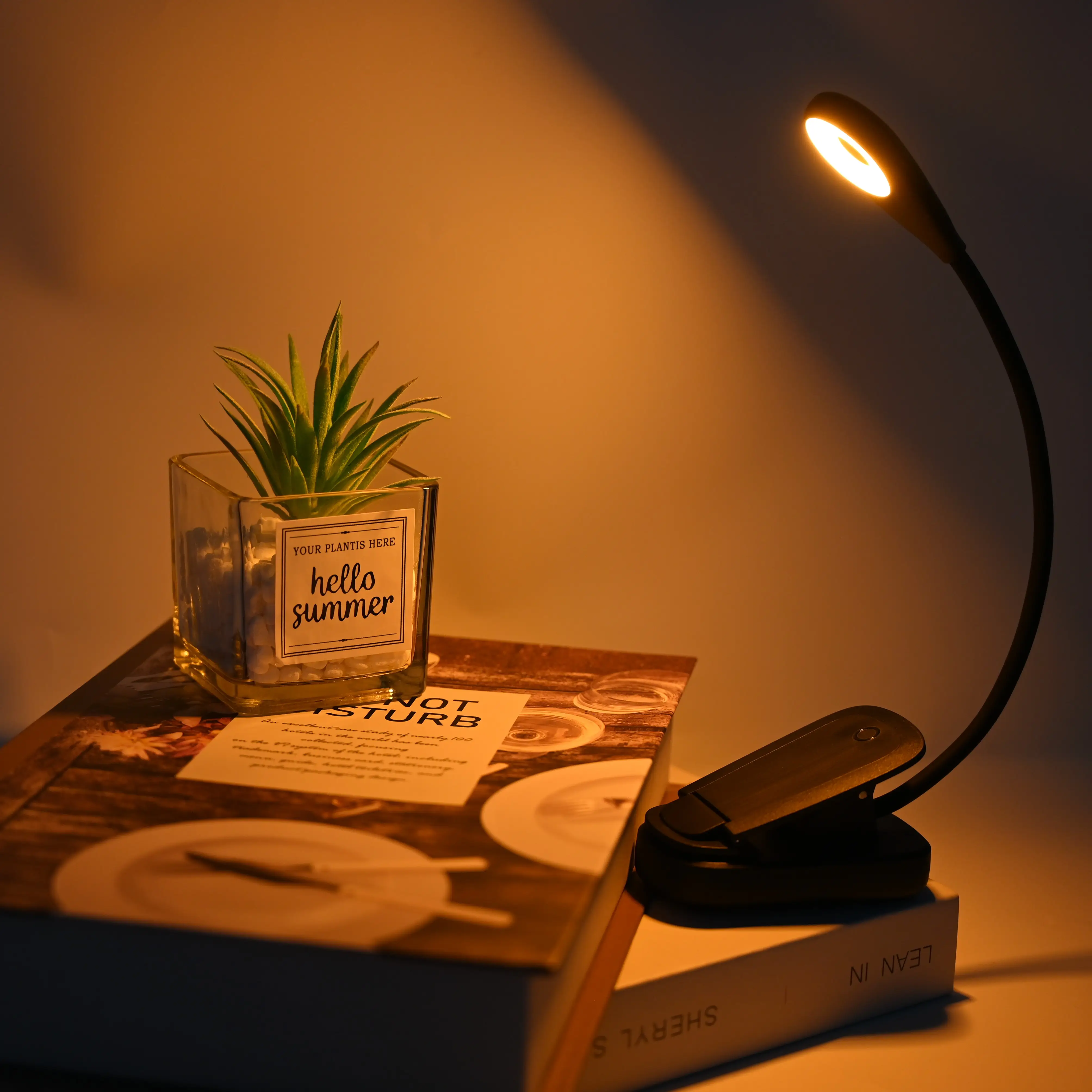 Luz noturna de leitura com sincronização exclusiva para viagens, lâmpada de LED portátil para livros, luz de livro com clipe para quarto