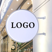 Panneau publicitaire extérieur personnalisé double face rond 3D en acrylique LED, métal thermoformé, boîte lumineuse publicitaire rotative vierge