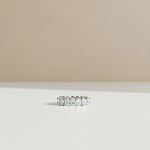 Bague de fiançailles en or massif de haute qualité 18 carats 14 carats or blanc 5*3 mm ovale <span class=keywords><strong>7</strong></span> pièces demi-pavé diamant de laboratoire - Product Image 3