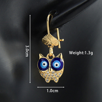 Ayong Jewelry Pendientes de aro de anime bonitos árabes Pendientes de búho de circón chapados en oro de 18K para mujer