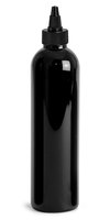 Bouteilles en plastique transparentes PET de 1 oz, 2 oz, 4 oz, 8 oz, 12 oz, type Boston Round, avec bouchons à vis noirs/naturels 20/410 24/410