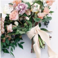 Ruban en mousseline douce fait main, à bords bruts et style floral, pour emballage de bouquets de mariage, en polyester, type bobine