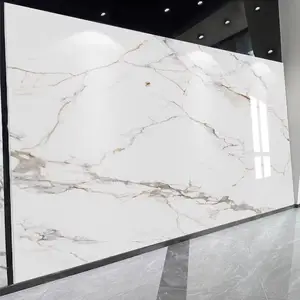 Waterproof Hotel Living Room Modern High Glossy Marble Look Eco-Friendly Soundproof Geometric UV Marble Sheet PVC Wall Panels