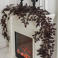 Daun Maple Sutra Buatan Warna Musim Gugur, Tanaman Rambat, Dekorasi Pohon Panen Thanksgiving, Cabang Palsu, Dekorasi Perapian Rumah
