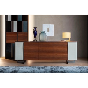 ลิ้นชักทำจากไม้เมลามีนเนื้อไม้พร้อมแผ่นไม้อัดหนังด้านข้างเคาน์เตอร์หินอ่อนขาตั้งโลหะสำหรับห้องนั่งเล่น - Product Image 6