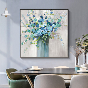 Hand Painted Floral Oil Painting Modern Minimalist Living Room Sofa Background <b>Wall</b> Art With Metal <b>Frame</b> Impressionism Style - Product Image 2