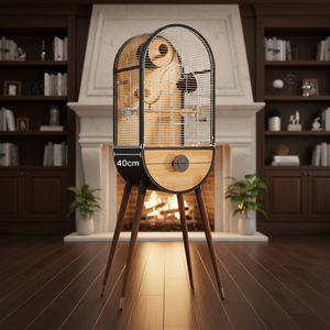 高級大型オウム用鳥かごハウス　無垢材＆ステンレス製　取り外し可能なヴィラ型繁殖箱 - Product Image 1