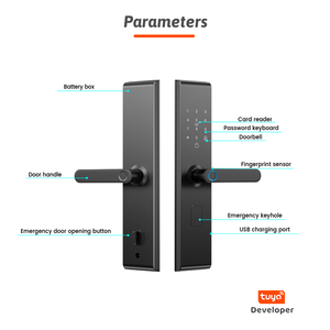Qunn Thông Minh Kỹ Thuật Số <span class=keywords><strong>Wifi</strong></span> Cửa Khóa Nhôm Thép Vân Tay & Mật Khẩu Truy Cập Không Dây Key Tương Thích Tuya Thông Minh Cho Cửa Gỗ - Product Image 5