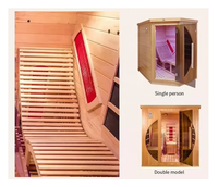 Sauna infrarouge lointain multifonctionnel Red Line à faible EMF pour 2 personnes, avec deux chaises longues confortables pour l'intérieur