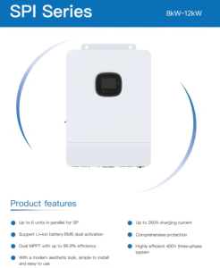 SRNE SPI-10K-H3P 10KW 12KW Modèle UE Solaire Hors Réseau Triphasé Certifié CE 48V Double MPPT Onde Sinusoïdale Pure Parallélisable - Product Image 2