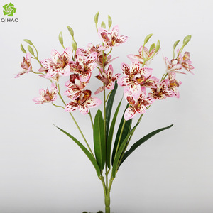 กล้วยไม้ซิมบิเดียมประดิษฐ์ 5 ก้าน ทำจากพลาสติกนิ่ม งานแฮนด์เมด ตกแต่งบ้าน อุปกรณ์ประกอบฉากงานแต่งงาน - Product Image 5