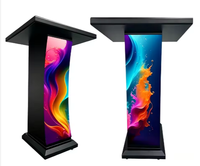 Atril Móvil LED con Pantalla Curva, Atril Inteligente con Pantalla LED, Podio Digital Interactivo Portátil para Discursos