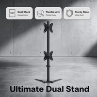 Support d'écran métallique - Fixation sur bureau - Double support - Vertical - Jusqu'à 32 pouces - VESA 75 & 100 - Bras de support d'écran pivotant à 360 degrés