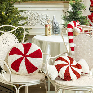 Cross-border <b>Christmas</b> Decorative Candy <b>Pillow</b> Cane-Shaped Red White Stripes European Style Sofa Cushion Bedroom Backrest <b>Pillow</b> - Product Image 2