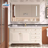 Meuble-lavabo mural intelligent avec éclairage LED, vasque en céramique, miroir LED, comptoir en bois gris, double vasque pour salle de bain