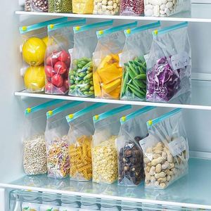 Food Grade Plastic Zipper <b>Sliding</b> Lock Bag Thickened Sealed Preservation for Refrigerator Frozen Grain Storage Widened Design - Product Image 3