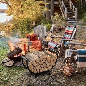 Indoor&amp;Outdoor Rustproof Sturdy <strong>Fireplace</strong> <strong>Log</strong> <strong>Holder</strong> Wood Storage Rack Firewood <strong>Holder</strong> With Carrier Firewood Rack - Product Image 3