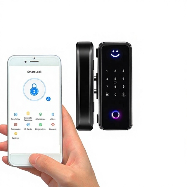 2022 Office Building Door Electronic Smart Fingerprint TTLOCK APP Remote Control Electric Gate Lock Wood & Glass Doors