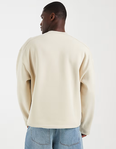 Felpe Oversize Personalizzate con Collo Tondo e Maniche Lunghe per Uomo, Taglie Grandi, in Bianco - Product Image 3