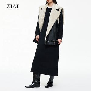 Vente en gros Gilet en fourrure pour femmes Gilet en velours anti-rayures en fausse fourrure Gilet en cuir pour dames en fausse fourrure d'agneau - Product Image 5