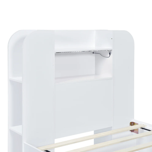 <span class=keywords><strong>Letto</strong></span> Singolo con Contenitore in MDF Bianco, Due Cassetti e Design con Striscia Luminosa nella <span class=keywords><strong>Testiera</strong></span> - Product Image 4