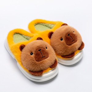 Pantuflas de algodón cálidas para mujer, con diseño de capibara, suela gruesa, cerradas, para otoño e invierno, transfronterizas - Product Image 4