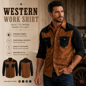 Camisa de Trabajo Estilo Western para Hombre, con Cierre de Perlas, Contraste en el Pecho, Manga Larga, Dos Bolsillos en el Pecho, Ropa de Trabajo para Rancho, Venta al Por Mayor - Product Image 1