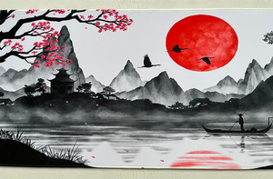 Tappetino per mouse Ink-Waasch giapponese con design Monte Fuji e Torii, tappetino da scrivania extra grande per gamer e ufficio 90x40cm - Product Image 6