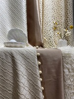 Rideaux de fenêtre en tissu jacquard élégant et romantique de style américain, à motif géométrique personnalisé, occultant, en dentelle et macramé, 2026