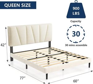 Offre Spéciale plate-forme rembourrée à cadre de <span class=keywords><strong>lit</strong></span> <span class=keywords><strong>complet</strong></span> à lattes de bois modernes et solides avec tête de <span class=keywords><strong>lit</strong></span> - Product Image 6