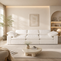 Sofá Seccional Modular Minimalista Beige de 3 Plazas en Forma de L, Sofá Tapizado para Apartamentos, Hoteles y Salas de Estar, Cómodo, Blanco