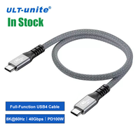 Kabel Data ULT-unite USB4 40Gbps Thunderbolt 3 PD100W 5A Pengisian Cepat Berbahan Nilon Kepang Tipe-C ke Tipe-C untuk Komputer 12 Bulan Garansi