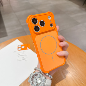 Bumper Liquid silicone <b>Camera</b> AG Glass <b>Magnetic</b> Phone case for iPhone 17 16 15 14 Pro Max Square Frosted Lens rubber Back Cover - Product Image 4
