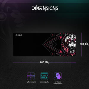 Precio de fábrica Kimpad ProEdge Series - Mousepad Gaming XL - Tiger Bianca/Rossa 80x30x3mm-Gomma Naturale, Impermeable, Bordi - Product Image 2