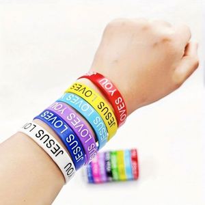 Bracelet en silicone personnalisé Jésus gravé et coloré, haute qualité, pas cher, avec logo sur mesure, vente en gros - Product Image 6