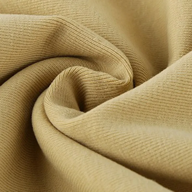 2086# 95% Cotton 5% Spandex Knitted Ribbed Base T-Shirt Fabric For Skin Friendly Plain Sports Wear Dress