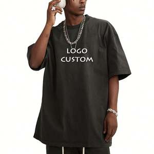 2025 alta calidad 270G algodón Vintage lavado hombres camiseta calle Casual gota hombro media manga suelta hombres camisetas - Product Image 4